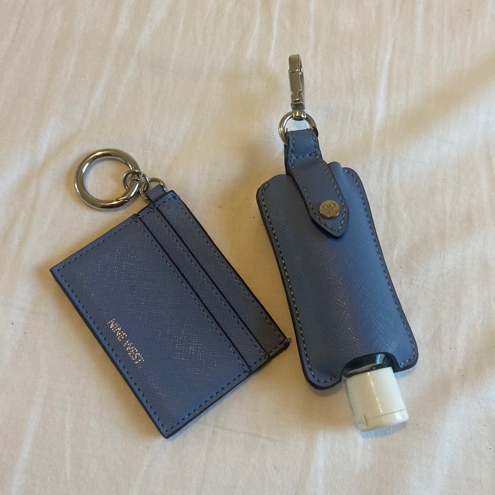 Card and hand sanitizer holder